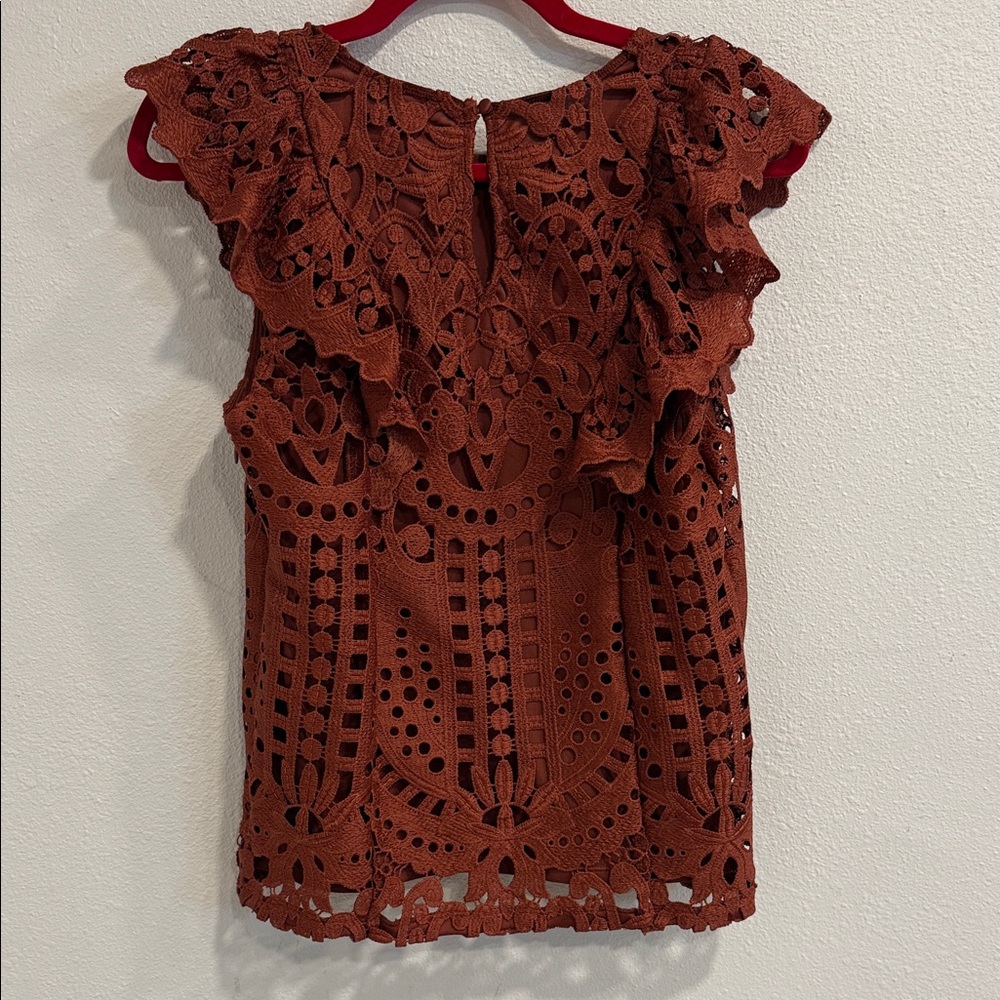 Express Rust Lace Blouse - Picture 3 of 3